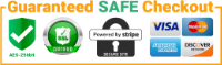 Guaranteed SAFE Checkout - Powered by Stripe with Visa, MasterCard, American Express